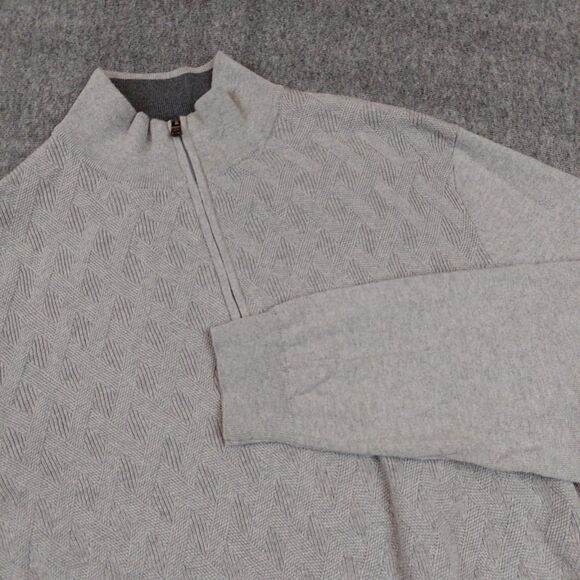 Joseph Abboud Cashmere Blend Mens Size XXL Gray 1/4 Zip Sweater - Picture 1 of 6